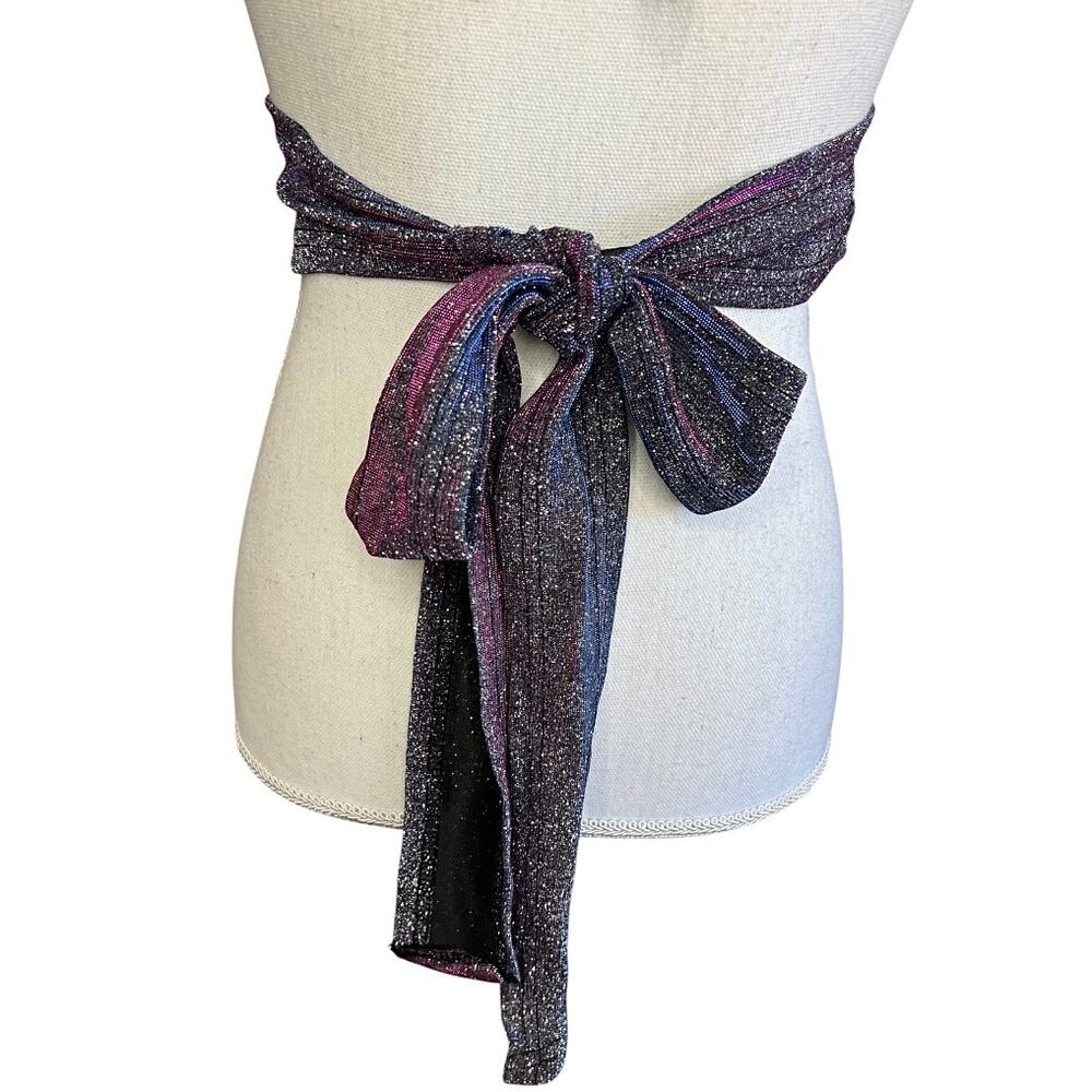 CIDER purple glitter Halter Crop Top NEW rave festival baddie retro disco - Picture 6 of 8